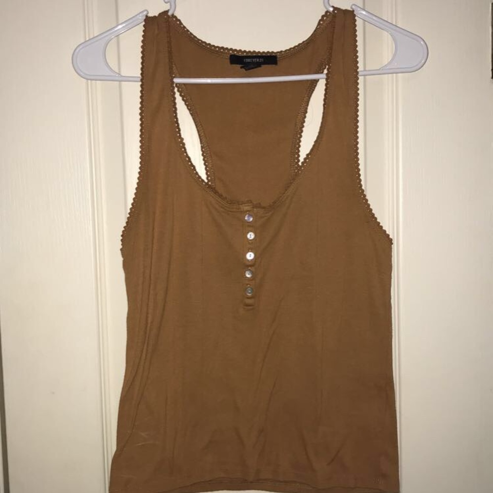 Mustard Yellow Buttoned Racerback Cropped Tank